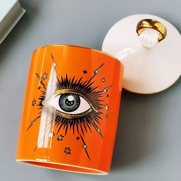 New! Orange Seeing Eye Storage Jar - Picture 2 of 6